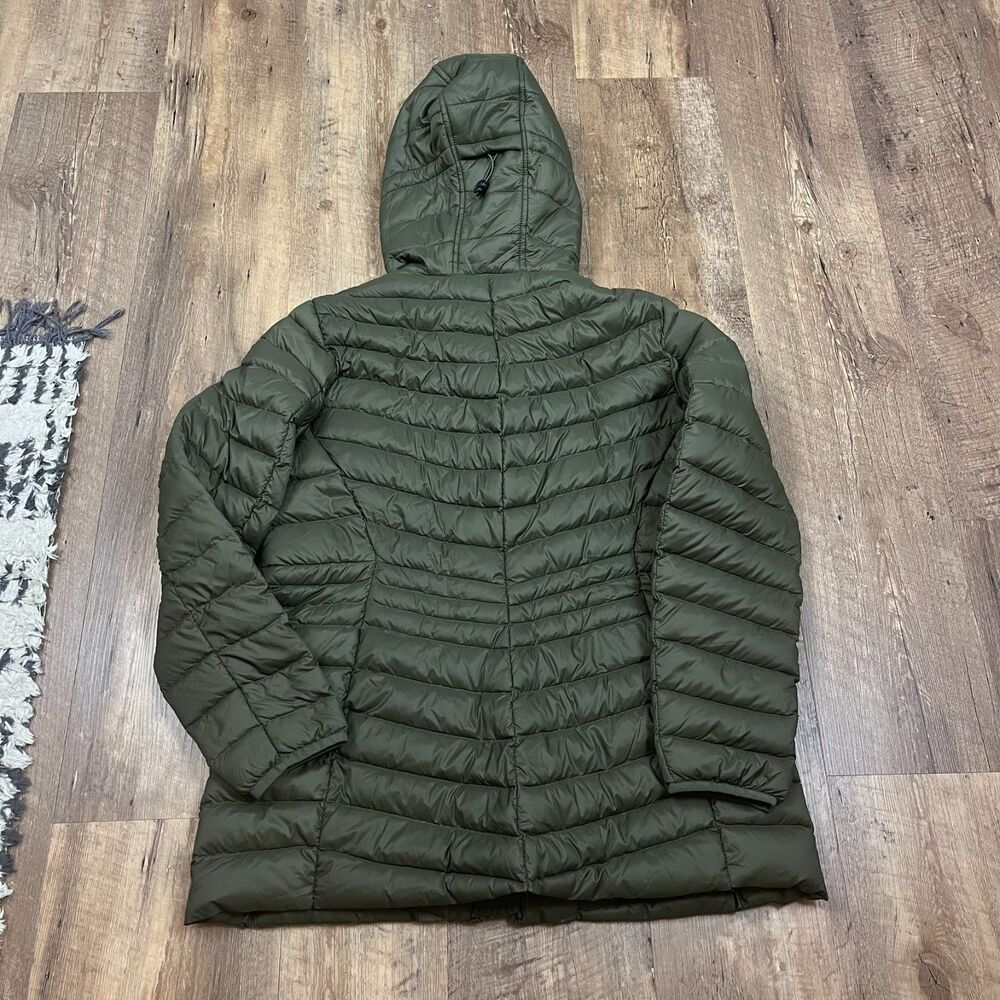 Lands' End Packable Wanderweight Down Long Hooded Puffer Jacket Green Women's M - Picture 8 of 10